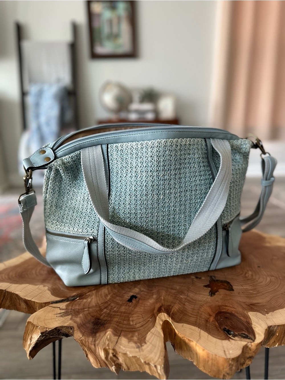 Jen & Co Light Blue Woven Tote Bag - Women